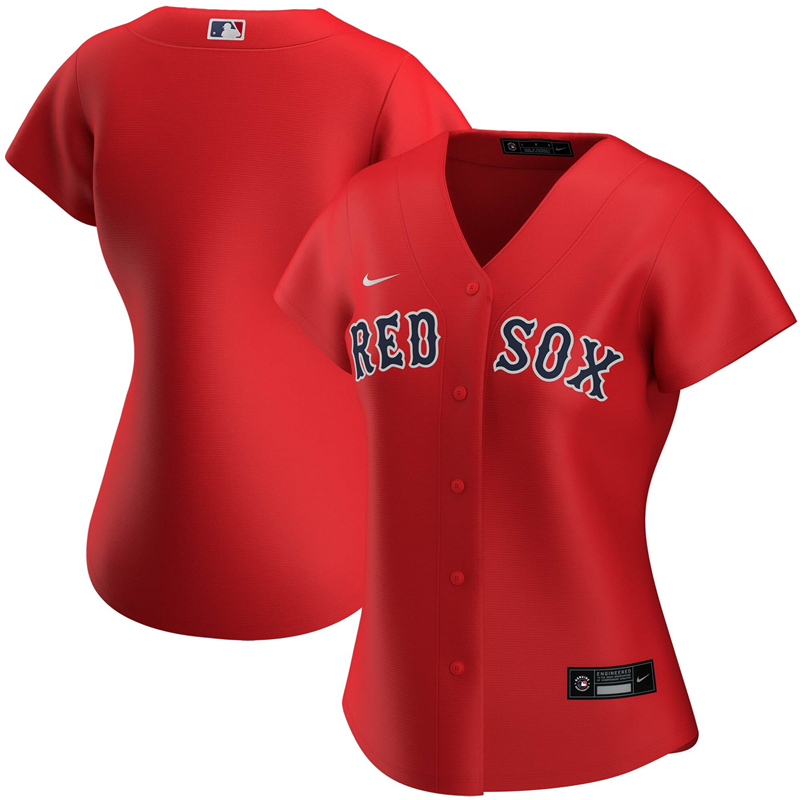 2020 MLB Women Boston Red Sox Nike Red Alternate 2020 Replica Team Jersey 1->boston red sox->MLB Jersey